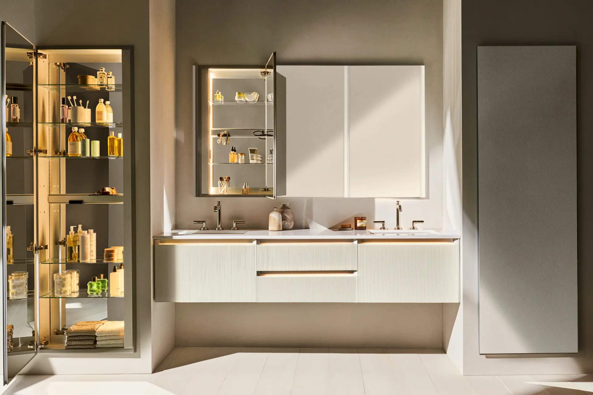 luxury bathroom medicine cabinets and luxury bathroom vanity in white bathroom